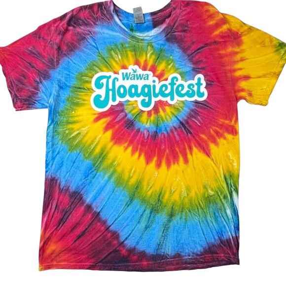 Gildan Other - Wawa Hoagiefest Tie Dye Spiral T-Shirt Hoagies Life's Pretty Grand Rainbow Men L